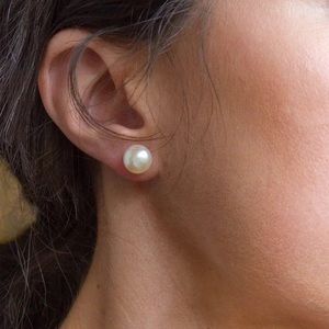 New 18K Gold Vermeil Pearl Bead Stud Earrings set